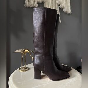 Paige Faye Chocolate Brown Leather Knee-High Boots